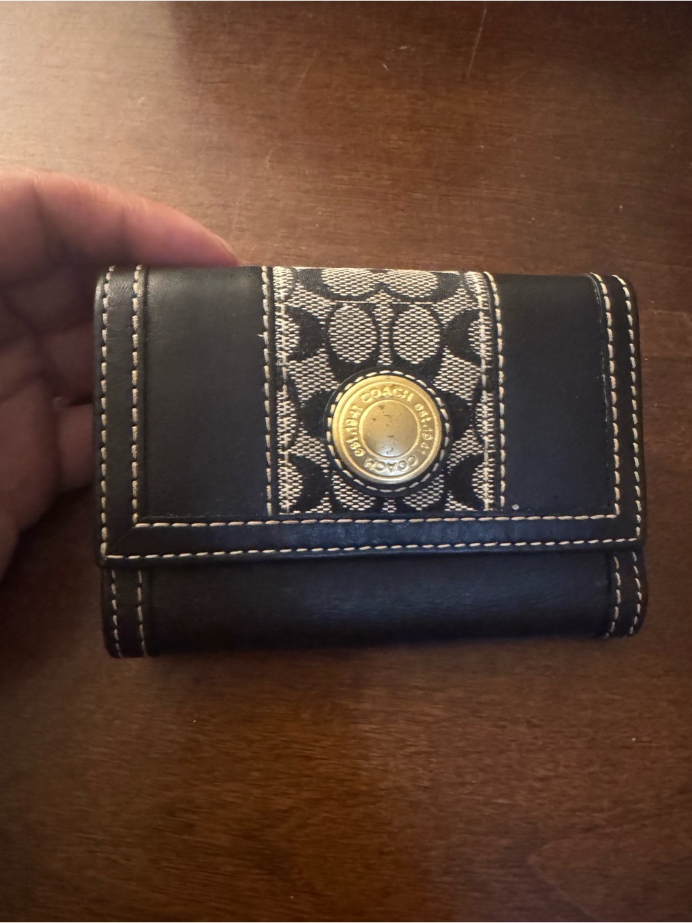 vintage Coach Ergo Signature Stripe bifold snap wallet
